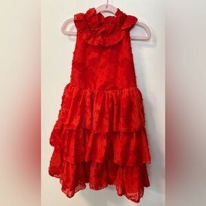 Elegant Red Ruffled Kids Formal Dress